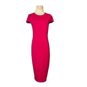 Felicity & Coco pink cap sleeves sheath midi dress size Small